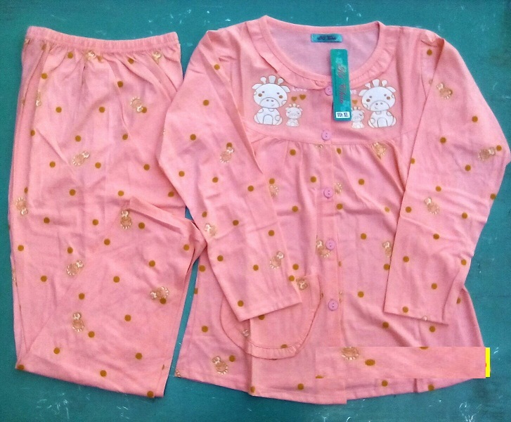 Đồ bộ sau sinh cotton dáng dài tay dài có form to đến 80kg-họa tiết ngẫu nhiên