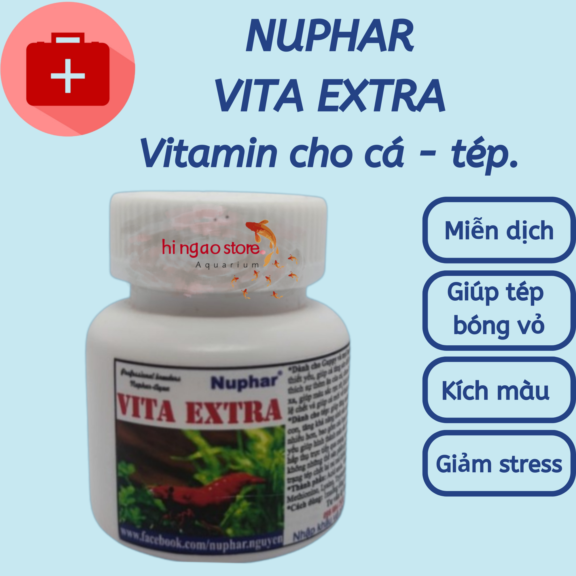 Vita Extra bổ sung vitamin cho cá tép - NUPHAR Sản phẩm giúp cá khỏe - Hingaostore.