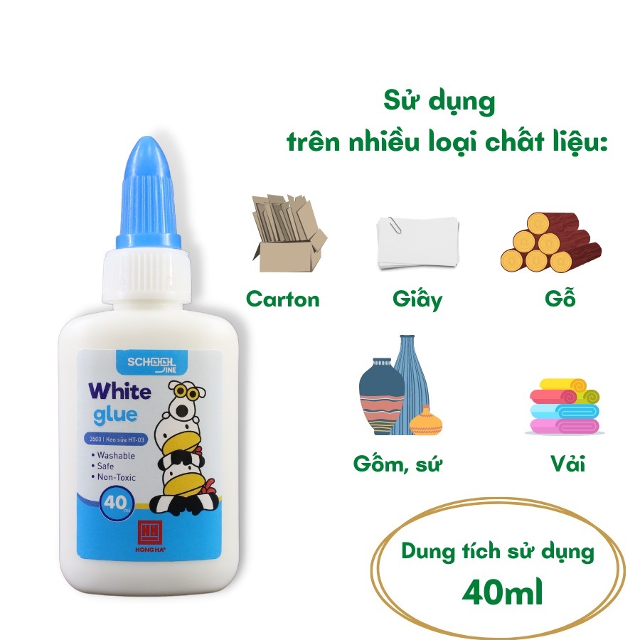 Keo Sữa Dán Giấy Cho Học Sinh Oringa HH - 3500 Sử dụng trên được nhiều loại chất liệu khác nhau