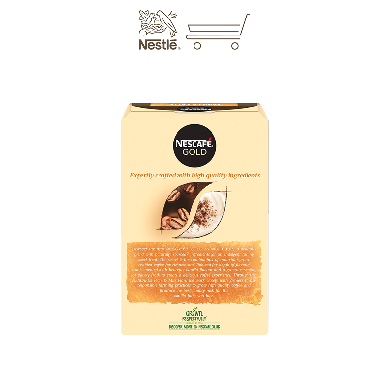 Cà phê Latte hòa tan cao cấp Nescafé Gold Vanilla Latte 8x18.5g