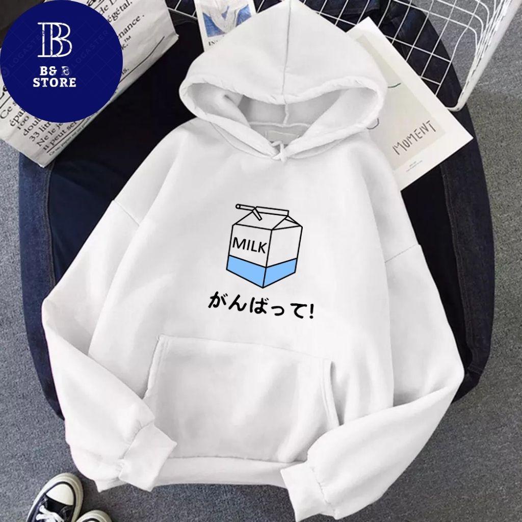 ÁO KHOÁC HOODIE NỈ UNISEX IN MILK SIÊU CUTE ÁO KHOÁC HOODIE LOCAL BRAND FORM RỘNG NAM NỮ NHIỀU MÀU