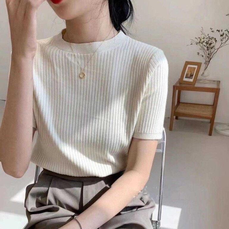 Áo Len Tăm Cổ Tròn Dáng Ôm Tôn Eo ThunderUnisex Chất Liệu Mềm Mại Đẹp 4 Màu Basic Siêu Xinh Ulzzang