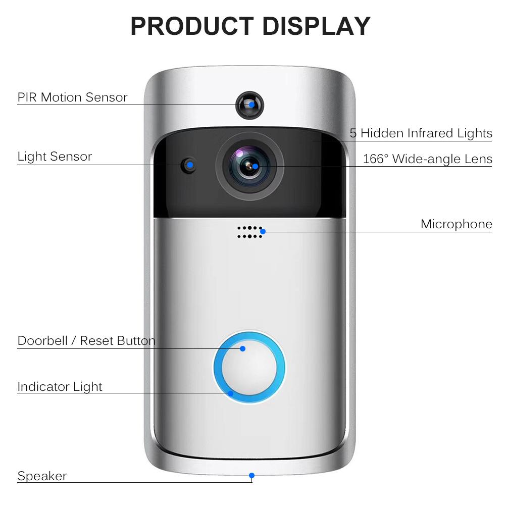 Wireless Intelligent Doorbell 720P Camera WiFi Visual Video Phone Door Bell 2-way Audio Video Doorbell Support Infrared