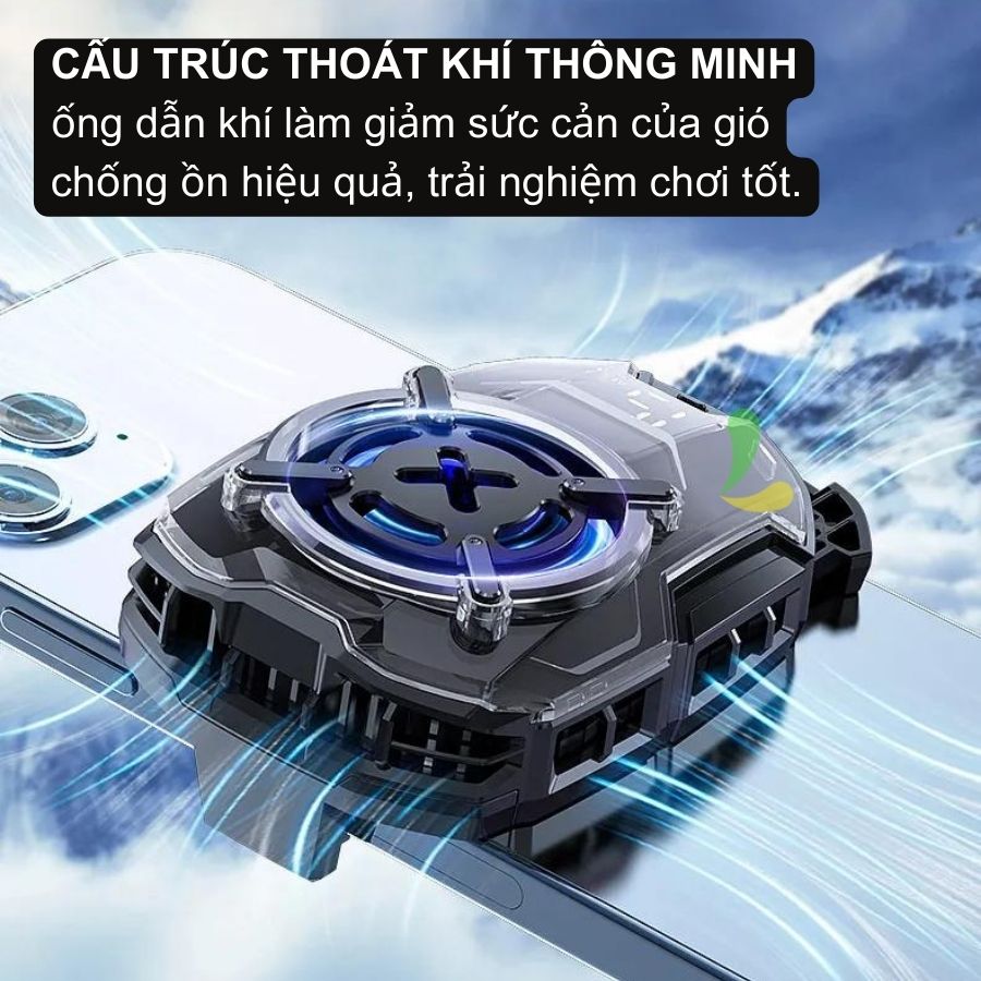 Quạt tản nhiệt điện thoại Memo DL16 sò lạnh - Quạt gaming hạ nhiệt công suất 27W có led RGB công nghệ AI - Hàng nhập khẩu