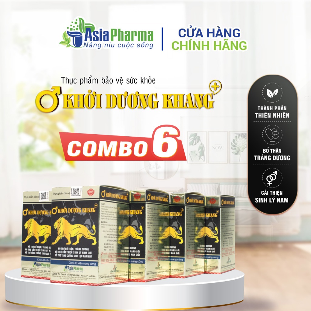 [COMBO 6 HỘP] Viên uống bổ thận tráng dương Khởi Dương Khang Asia Pharma hỗ trợ tăng cường sinh lý nam - Hộp 30 viên