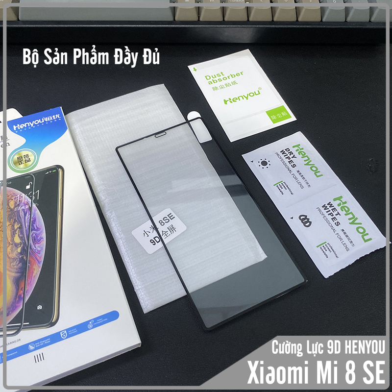 Kính cường lực 9D cho Xiaomi Mi 8 SE Full viền Đen HENYOU - Hàng Nhập Khẩu