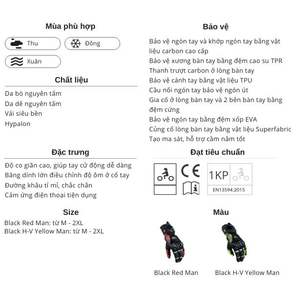 Găng Tay Bảo Hộ Lái Moto, Xe Máy LS2 Feng Racing - GARA20