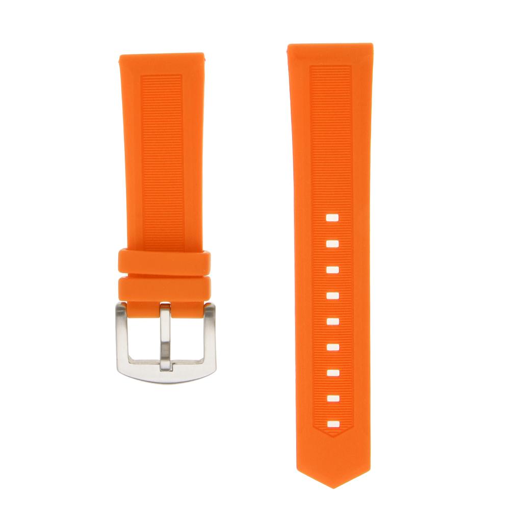 Orange Waterproof Rubber Wristband Watch Band Strap Replacement with 4 Spring Bars 19/20/21/22/mm