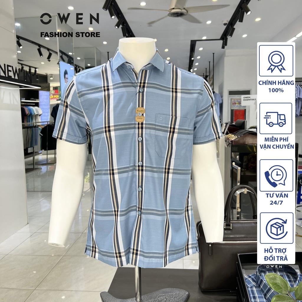 Áo Sơ mi Owen nam cộc tay dáng Bodyfit sợi Bamboo cao cấp mềm mịn mát AB230037NT
