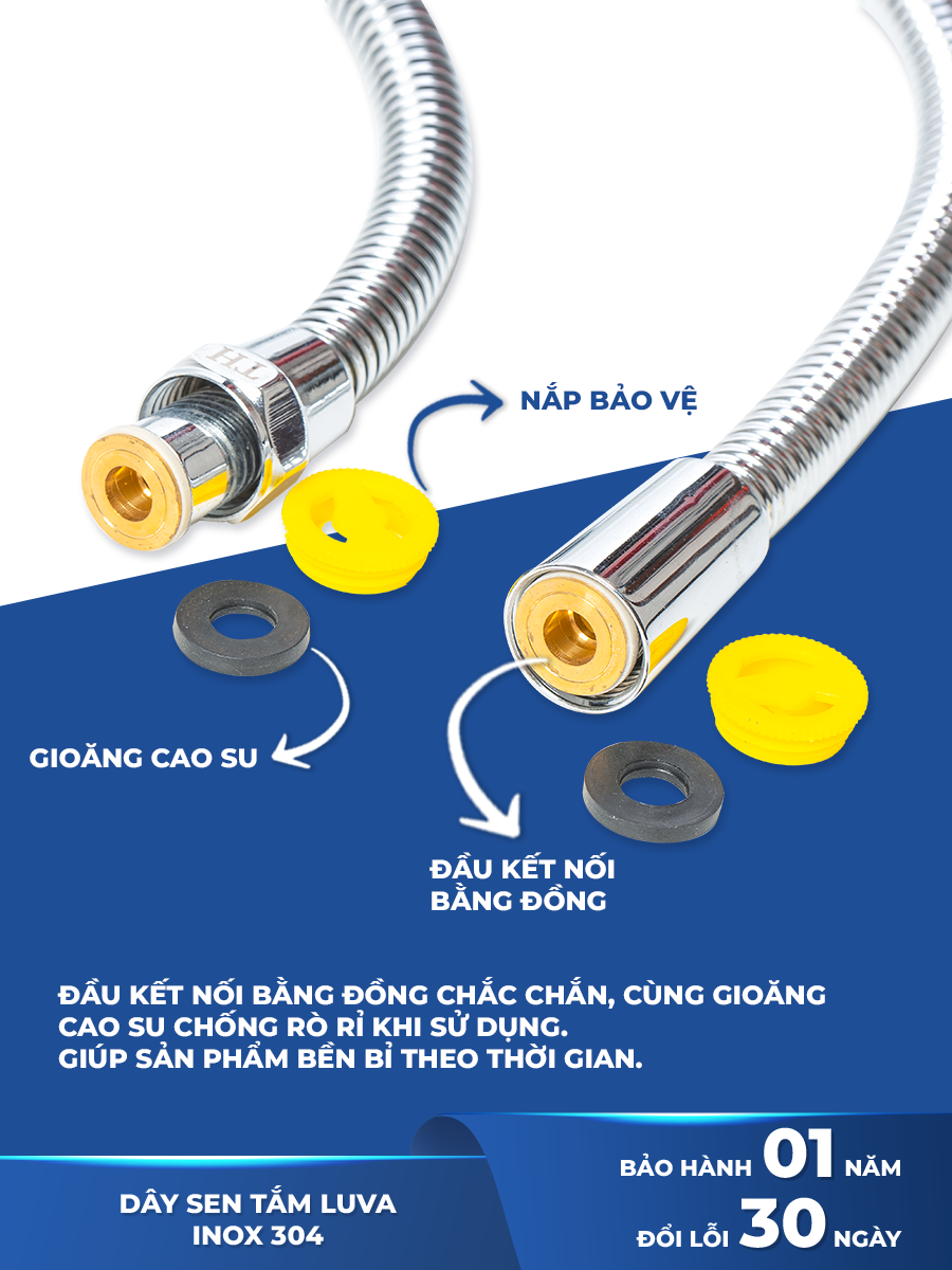 Combo vòi sen tăng áp LUVA VS4 kèm dây sen LUVA dài 1.5m