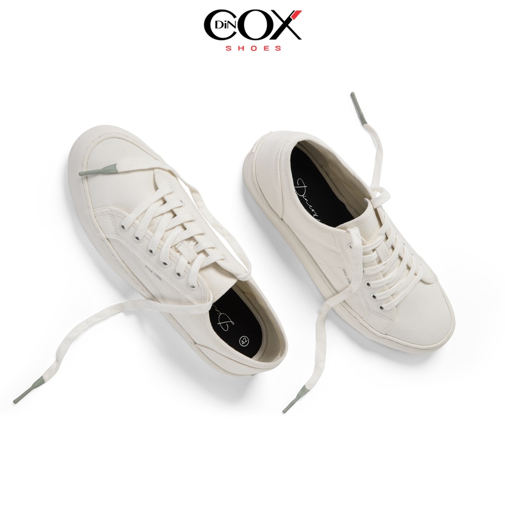 Giày Sneaker Vải Canvas Nam Nữ E18 White Dincox Shoes Sang Trọng