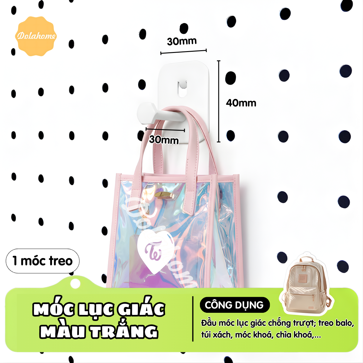 Móc treo lục giác Dola Home treo móc khóa, tai nghe, vật dụng làm việc công dụng đa năng - Phụ kiện bảng Pegboard