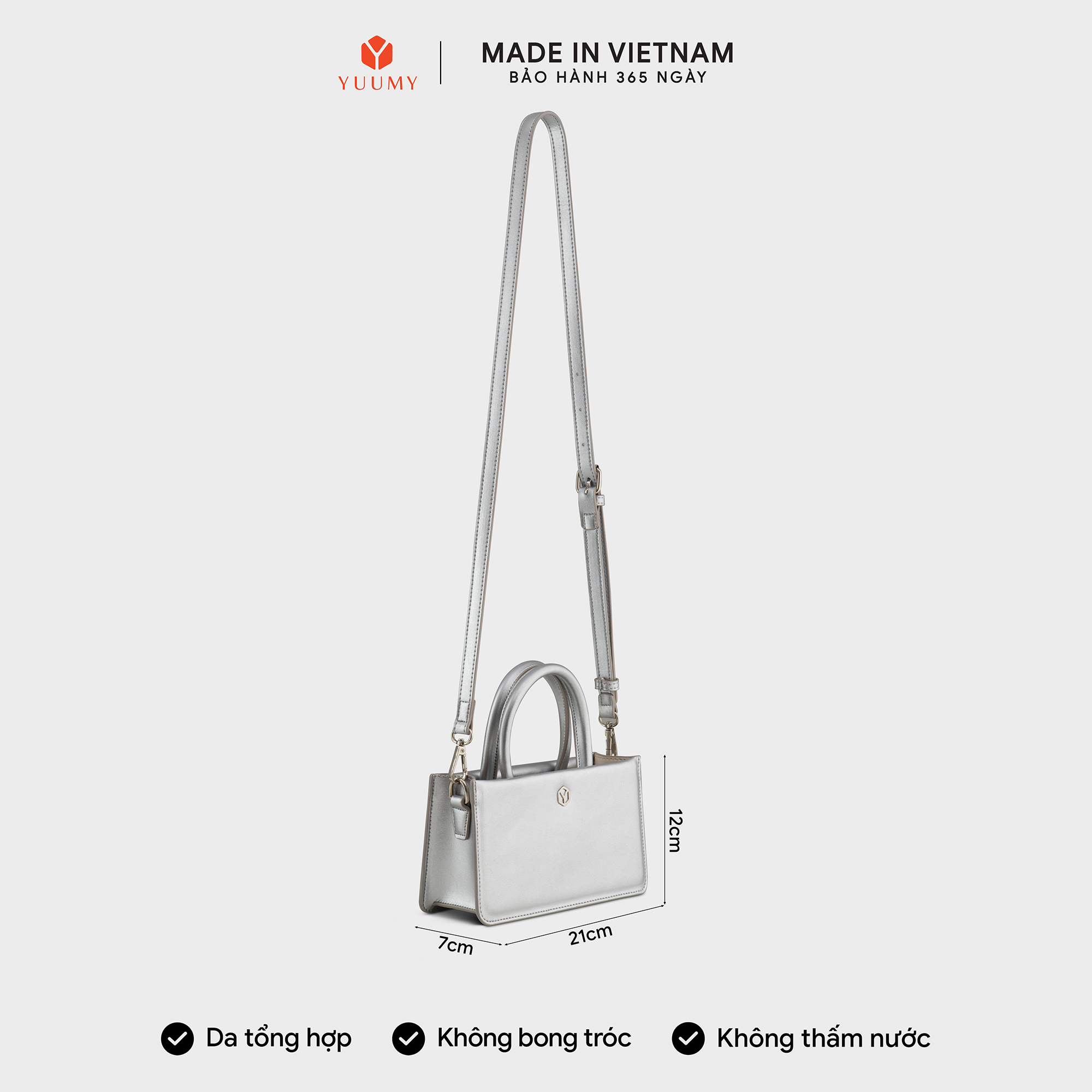 Túi Yuumy ( Thời trang nữ phối quai xách size 21 - Túi đeo chéo da Smooth YN288 )