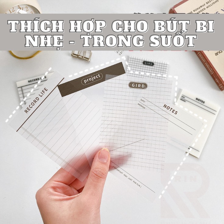 Giấy note trong suốt / giấy ghi nhớ / Giấy ghi chú giấy nhắn TRONG SUỐT cho học sinh, văn phòng - nhiều màu/mẫu