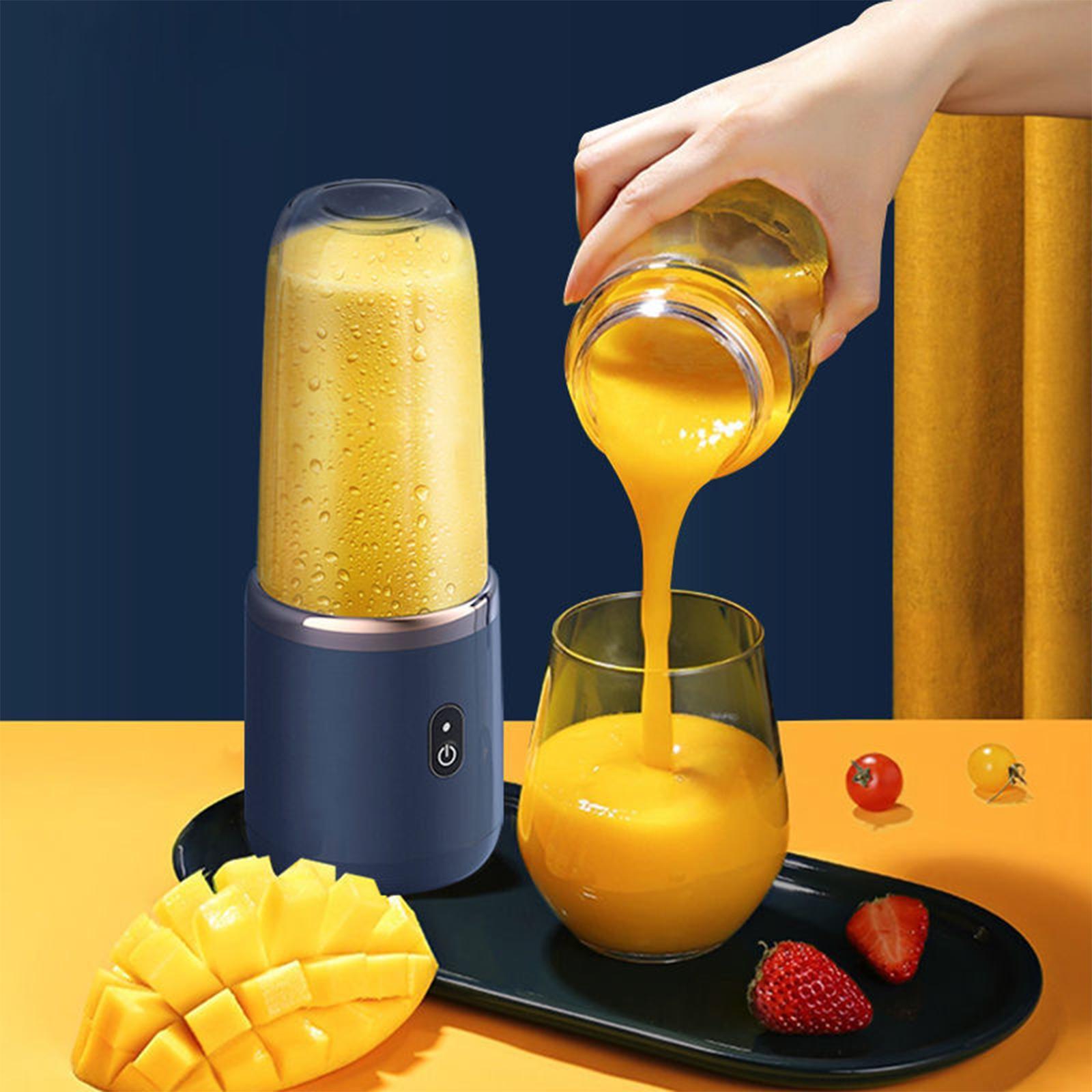 6 Blades Mini Juicer Cup Extractor, Fruit Squeezer, USB Rechargeable, 400ml Portable Blender for Shakes Smoothies Baby Food Fruit Machine