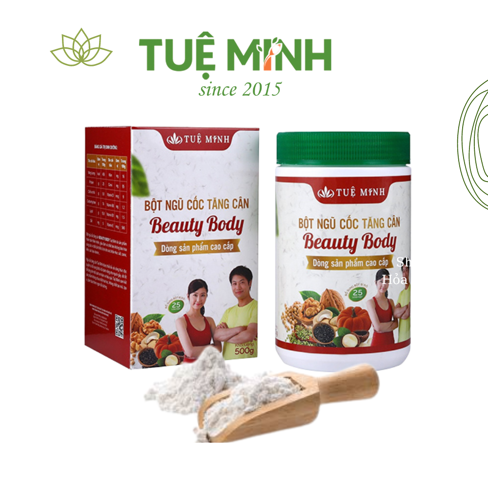 Bột Ngũ Cốc Tăng Cân Thương Hiệu Tuệ Minh 25 loại hạt dinh dưỡng cao cấp – Hiệu Quả Cho Người Gầy - hộp 500g.