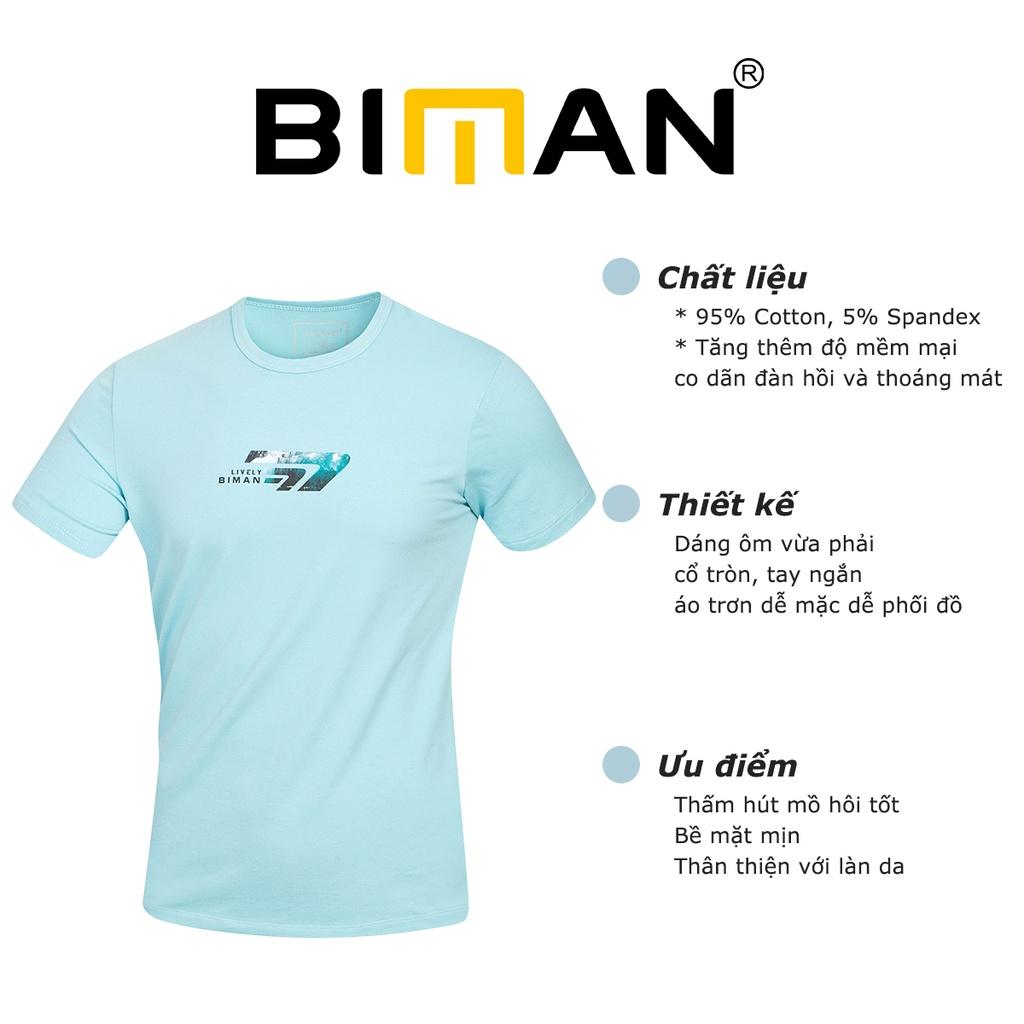 Áo Thun Nam Ngắn Tay Cổ Tròn  Chất Liệu Cotton Cao Cấp Trẻ Trung, Thoáng Mát Chính Hãng Biman By BiLuxury 5APKH010XNG