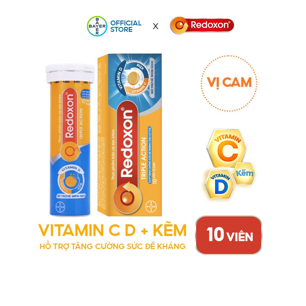 Viên Sủi Bổ Sung Vitamin C, D, Và Kẽm Redoxon Triple Action 10 Viên