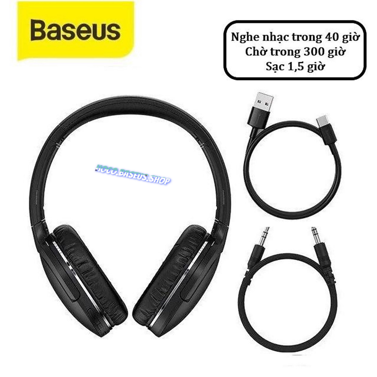 Tai Nghe Chụp Tai Không Dây Bluetooth Baseus Encok D02 Pro Cao Cấp -Hàng Chính Hãng