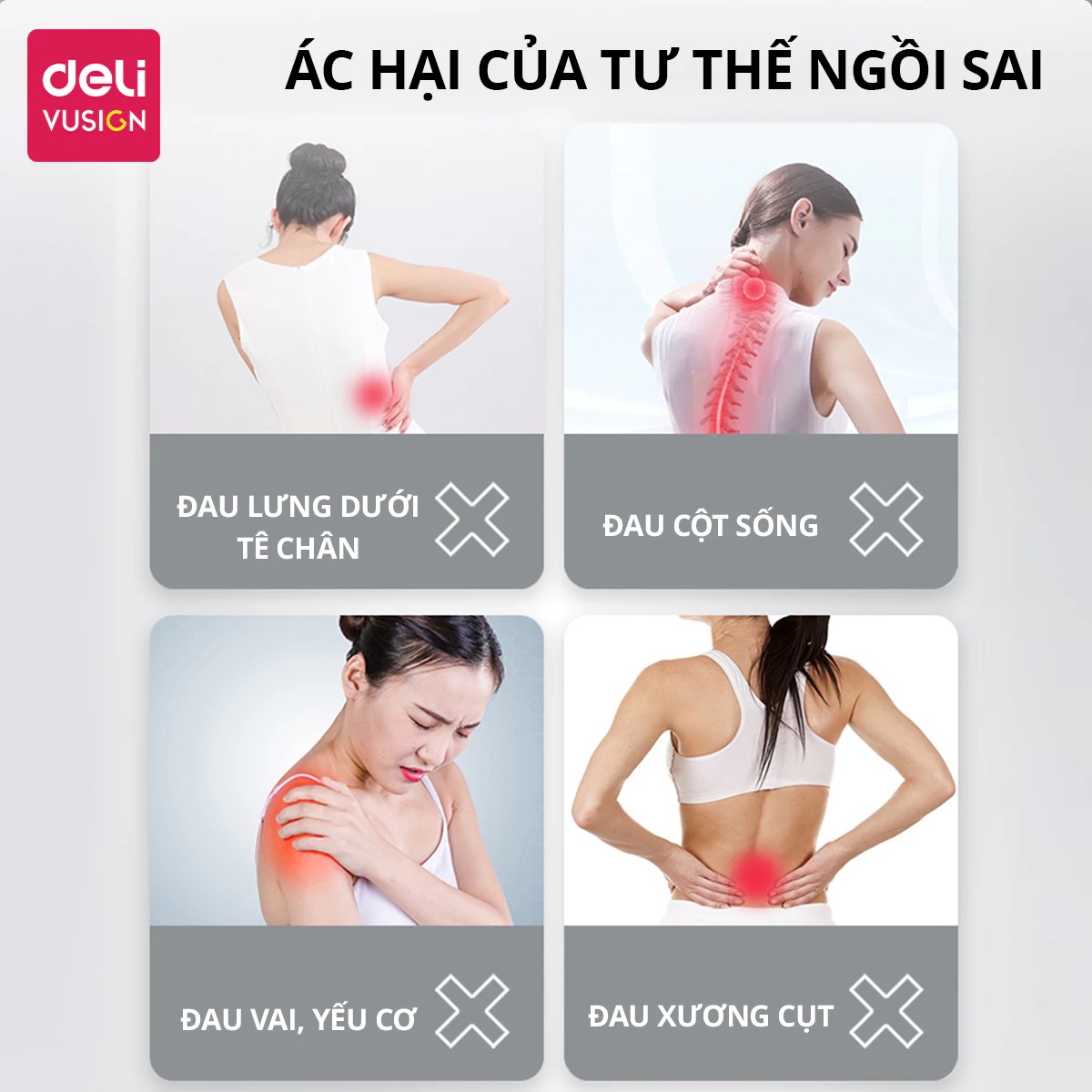 Ghế Công Thái Học Deli Điều Chỉnh Tư Thế Ngồi Chống Gù Lưng, Ghế Bệt Tựa Lưng Chỉnh Dáng Cho Bé, Mẹ Bầu, Văn Phòng