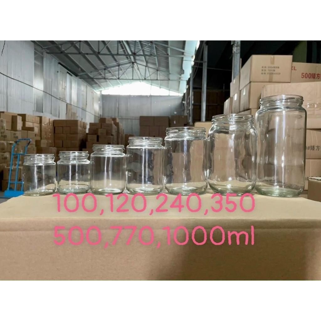 Hũ Lọ Tròn Thuỷ Tinh Nắp Thiếc 100Ml 220ML 350ML 450ML 500ML 800ML 1000ML | Đựng Thực Phẩm , Mật Ong Saffon