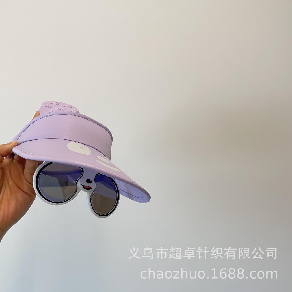 Mũ Chống Nắng Hở Chóp Kèm Kính Chống UV Gấp Gọn Hình Gấu Trúc Phong Cách Hàn Quốc Siêu Xinh Cho Bé
