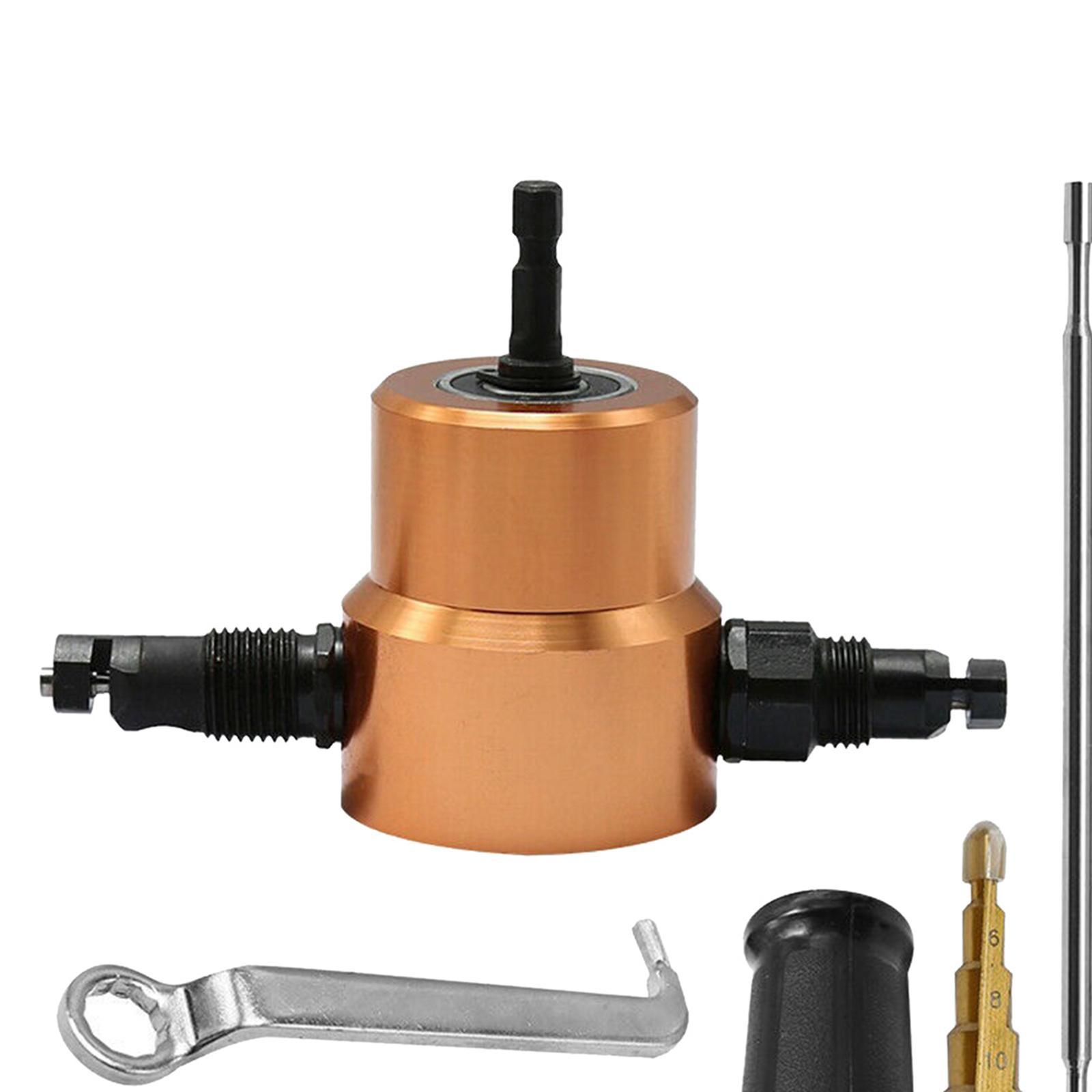 Power Drill Attachment Double Head Metal Nibbler Cutting Cutter Gold