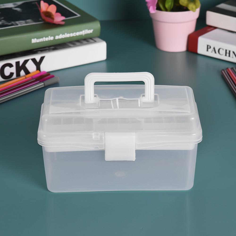 Clear Plastic Art Storage Box Watercolor Oil Painting Supplies Multipurpose Case Portable for Artists Students