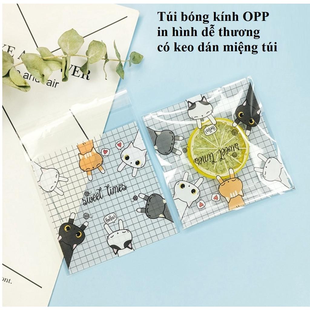 Túi bóng kính OPP có keo dán, in hình dễ thương, đựng card, phụ kiện, quà tặng