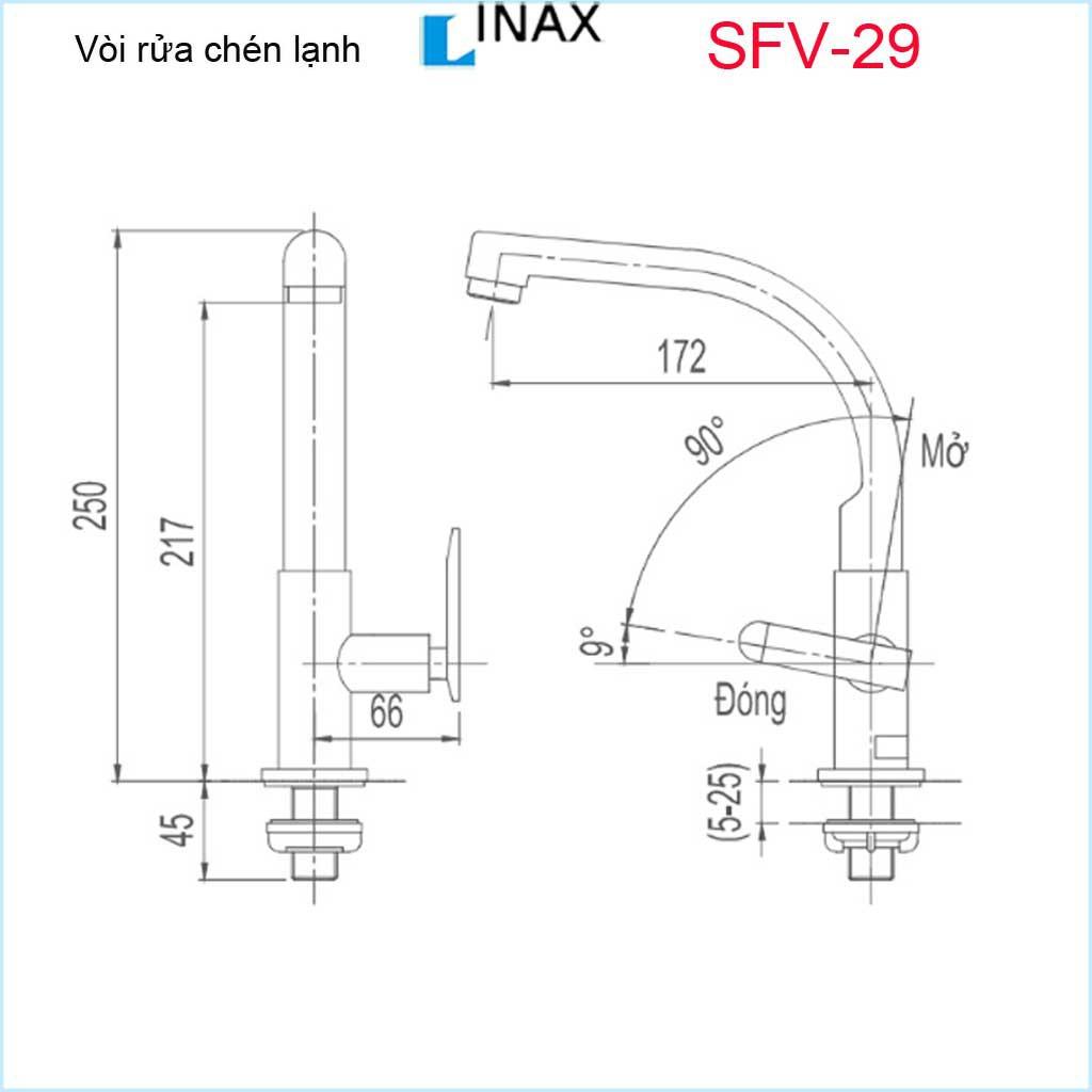 Vòi bếp lạnh , vòi rửa chén lạnh, vòi chậu chén bát Inax Nhật Bản SFV-29