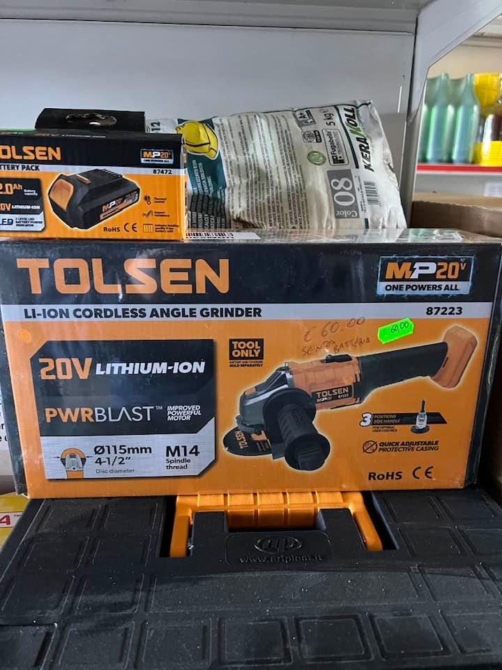 THÂN MÁY MÀI GÓC PIN 20V 115MM TOLSEN 87223 - HÀNG CHÍNH HÃNG
