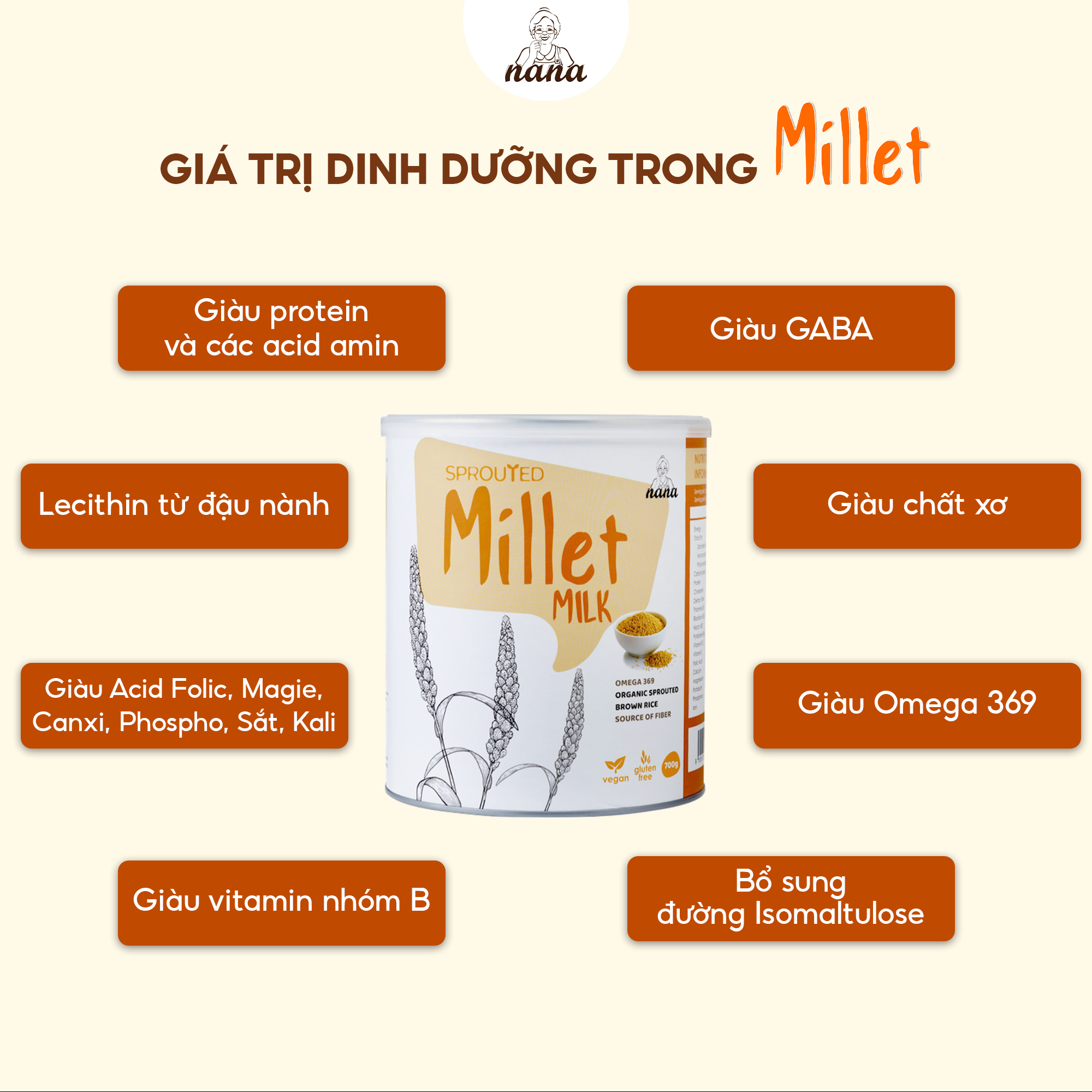 Thùng 12 Hộp Sữa Hạt Từ Gạo Lứt Hữu Cơ Nảy Mầm Millet 700g Vị Gạo Tự Nhiên Nhập Khẩu Malaysia Cho Trẻ Từ 3 Tuổi &amp; Cả Gia Đình