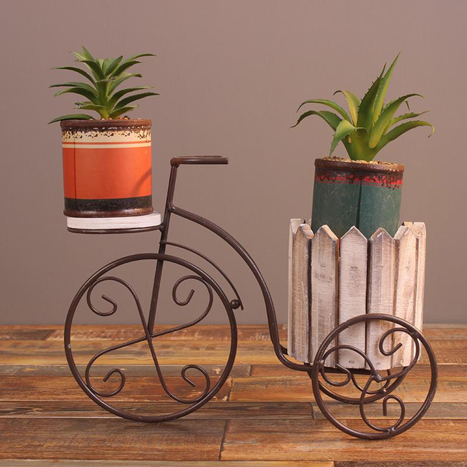 Parisian Style Iron Bicycle Flower Pot Plant Holder Home Porch Garden Decor