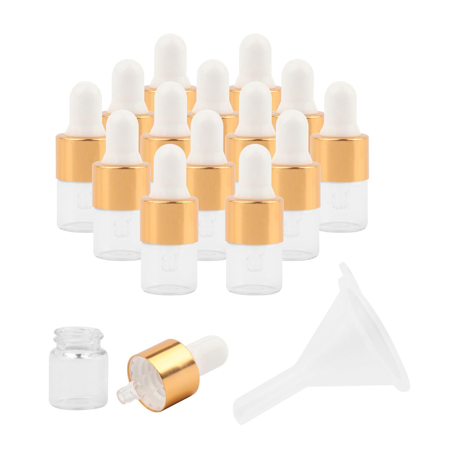 15 Pieces Glass Dropping Bottles Empty with Lid Small for Essential Oils 1ml