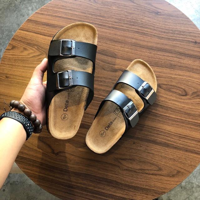 Dép đế trấu unisex 2 quai da VNXK SUVN