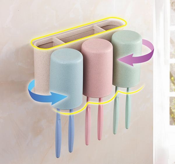 Giá để đồ nhà tắm kèm 3 cốc kèm nặn kem tự động E1615