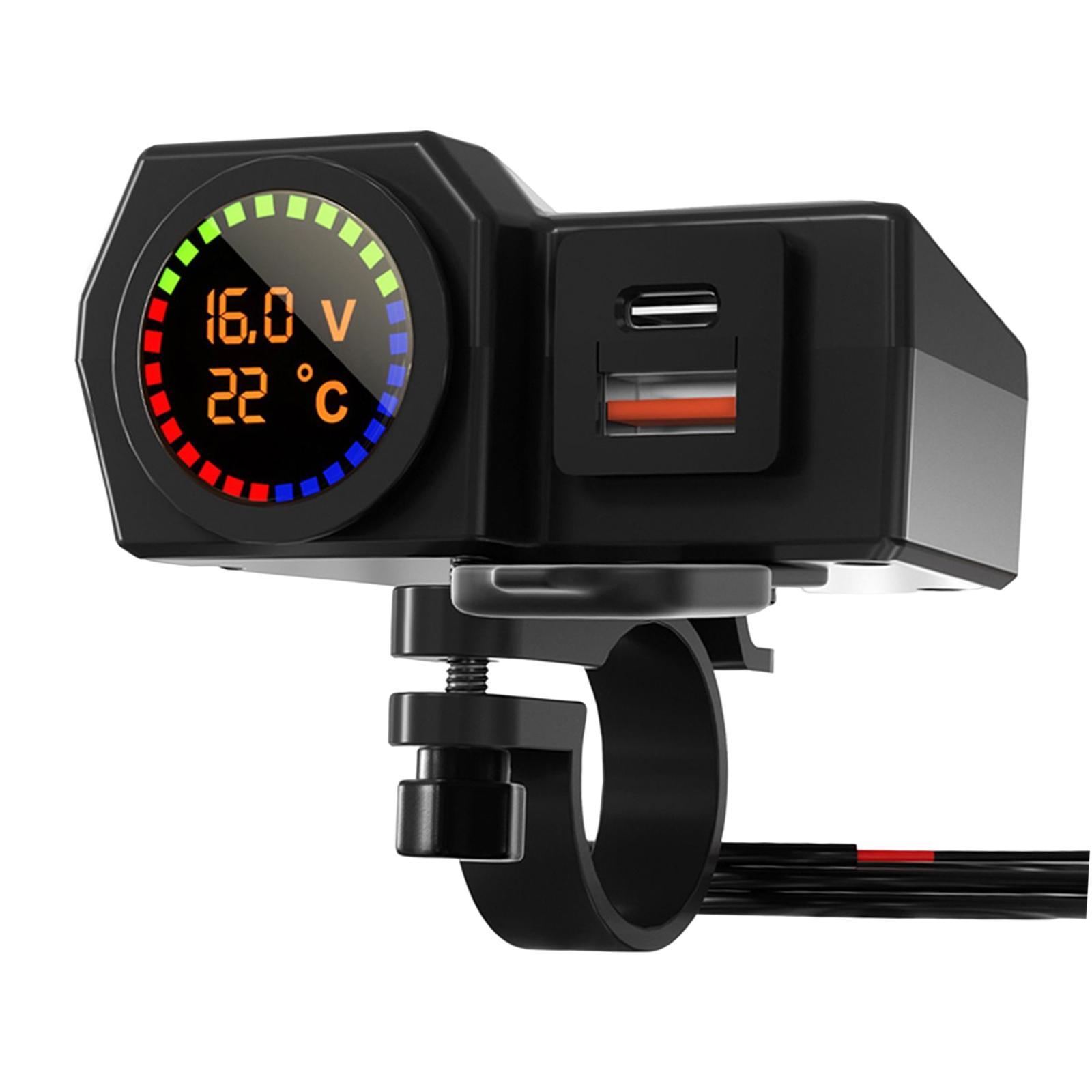 12V-24V Motorcycle USB Phone Charger QC 3.0 Port for Smartphone Cameras