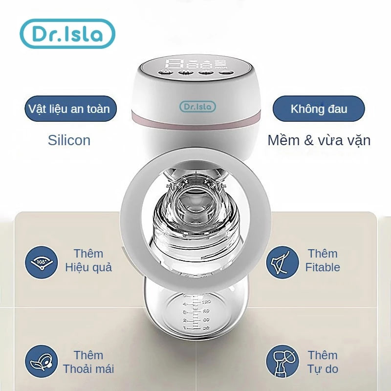 Dr.Isla Máy Hút Sữa Không Dây Điện Cầm Tay PPSU Silicone Cao Cấp 9 Mức Điều Chỉnh Lực Hút Không BPA 180ml EB11
