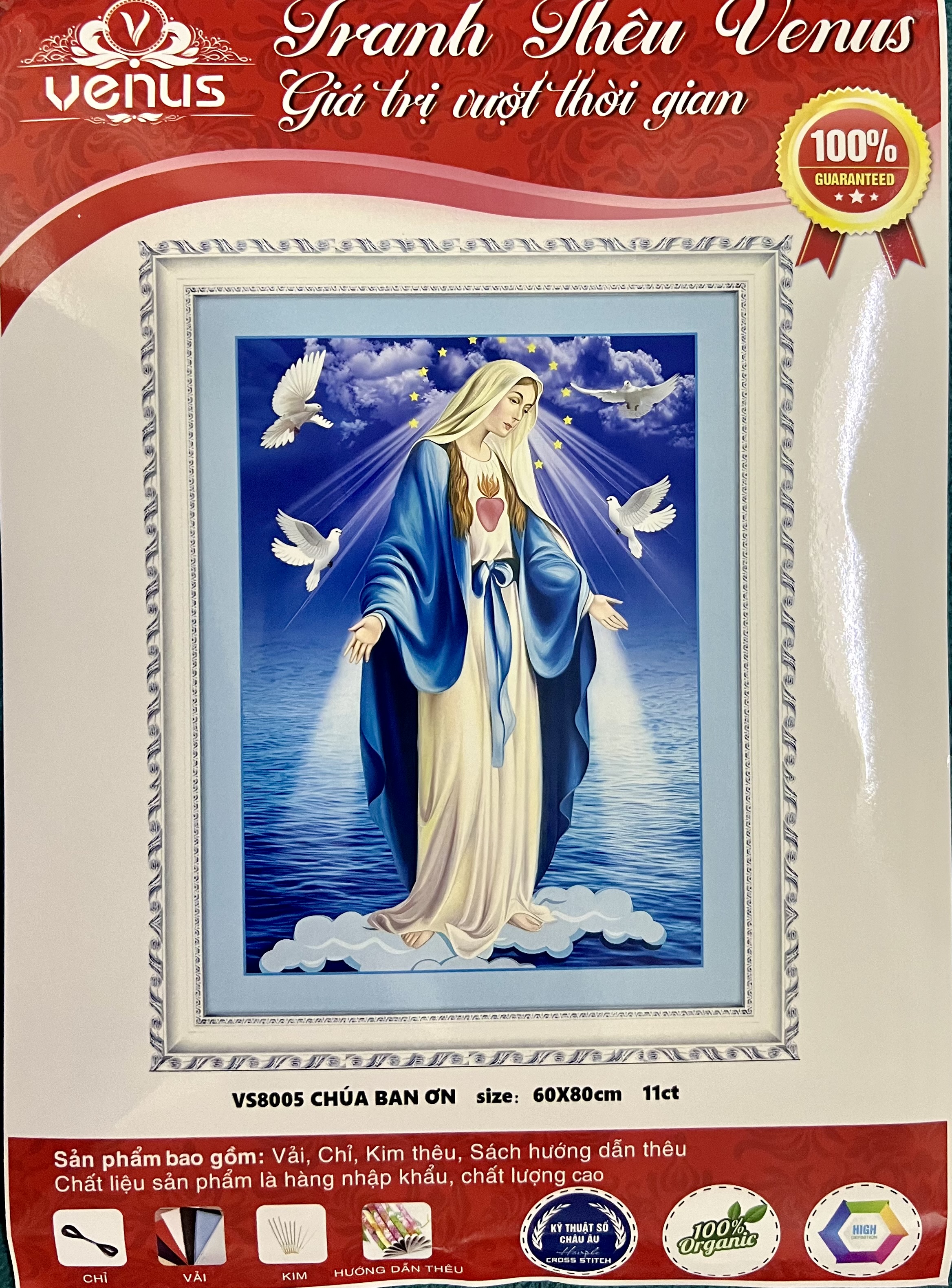 Tranh thêu kín Đức mẹ Maria VS8005, kích thước 60 x 80 cm