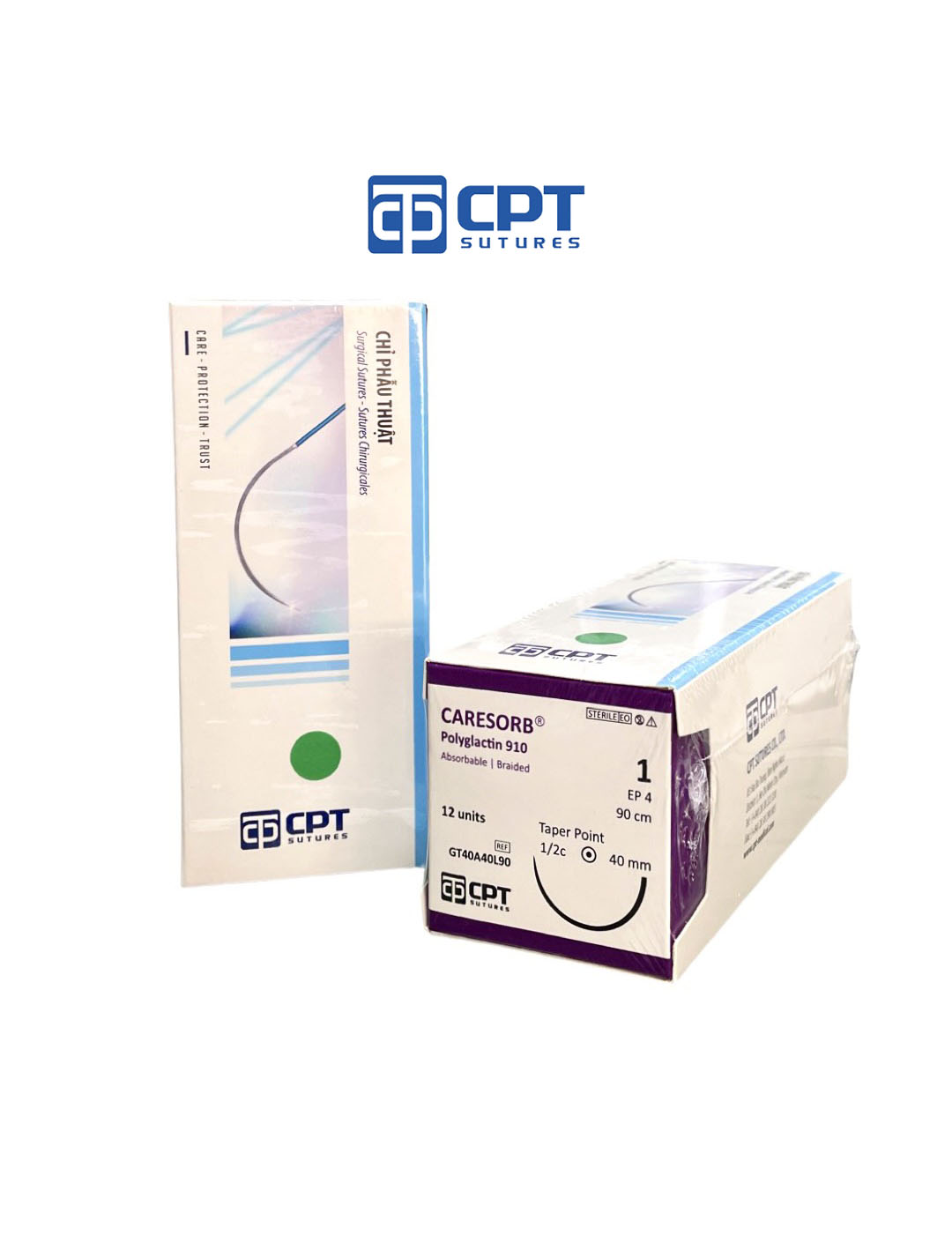 Chỉ phẫu thuật tự tiêu CPT Caresorb Polyglactin số 1 - GT40A40L90