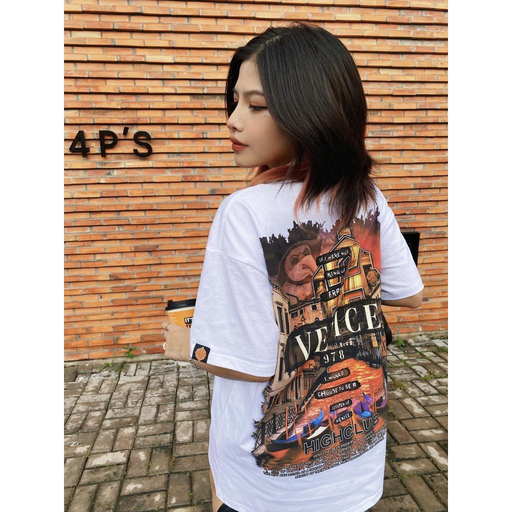 Áo Thun VENICE Tay Lỡ Unisex Nam/Nữ Đen/Trắng Cổ Tròn - HIGHCLUB
