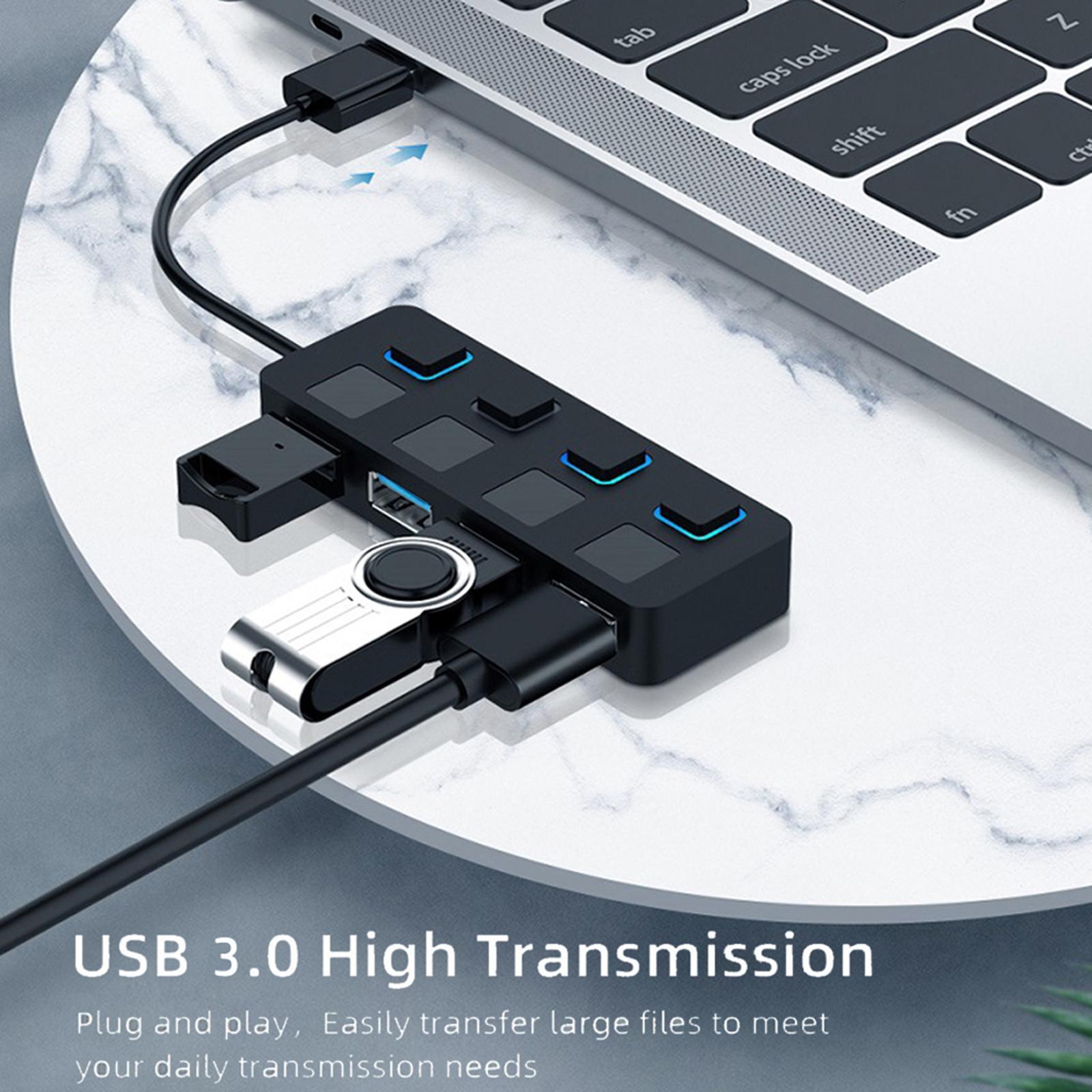 4 Ports USB 3.0 Hub, with Extended Cable Data USB Hub for