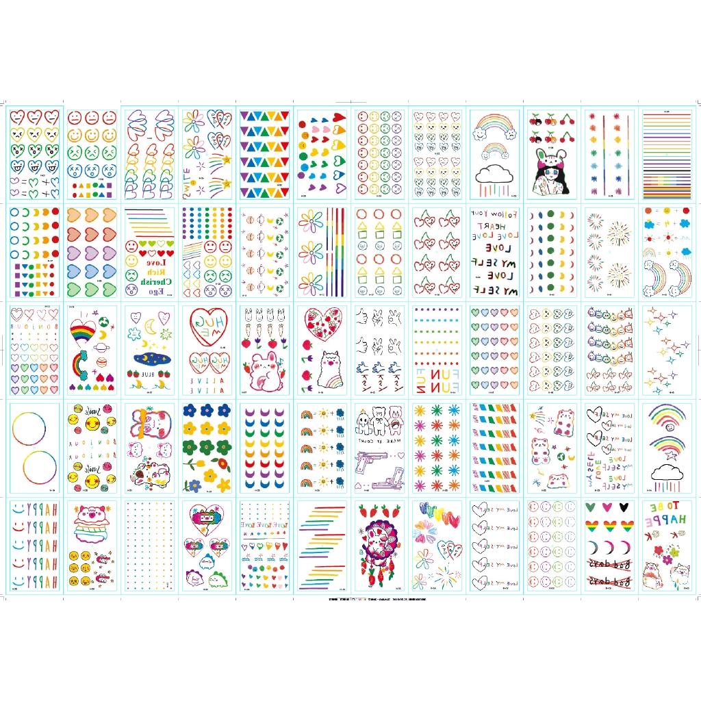 Set 30 hình xăm dán  trái tim nhiều màu tạm thời xinh xắn thời trang dùng trang trí cơ thể ngẫu nhiên