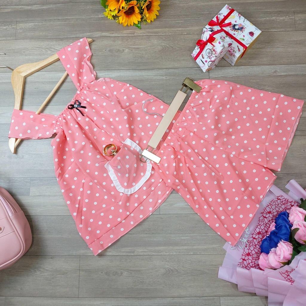 MẪU HOT Đồ bộ đùi 2 dây chấm bi có túi , đồ bộ nữ mặc nhà xinh xắn , dễ thương chipchip90 M0097