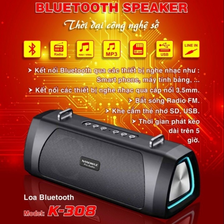 Loa bluetooth NANOMAX K-308 - Hàng chính hãng