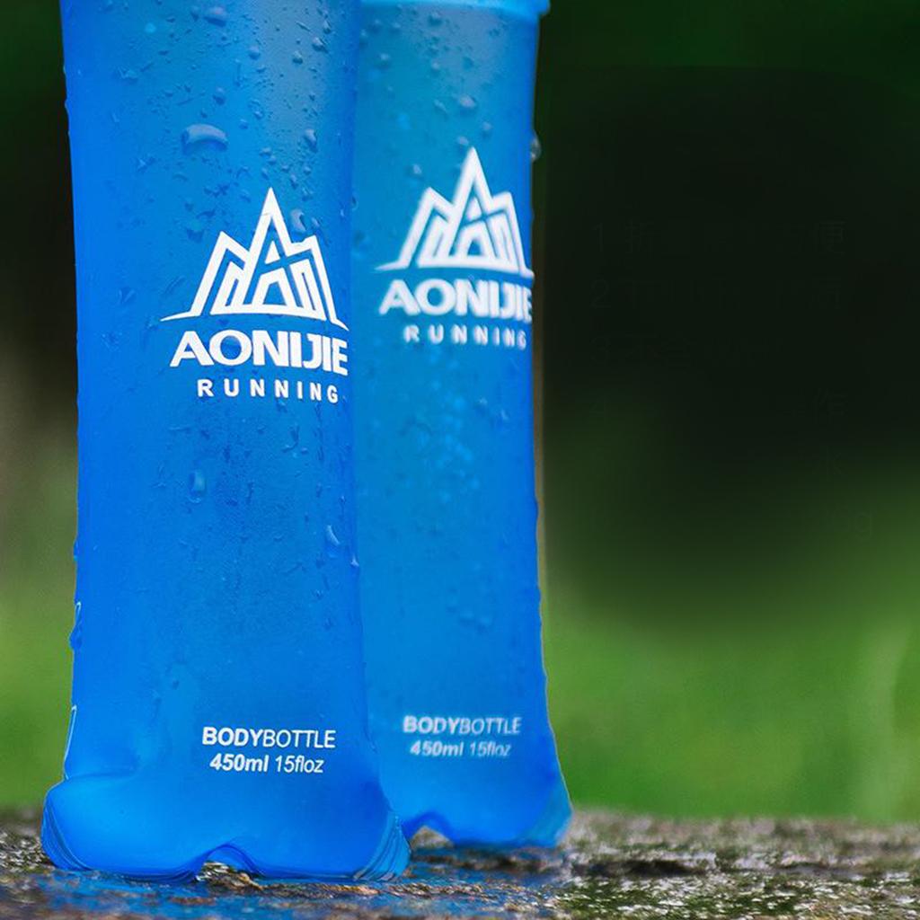 TPU Soft Flask Running Collapsible Water Bottles for Hiking 450ml Blue