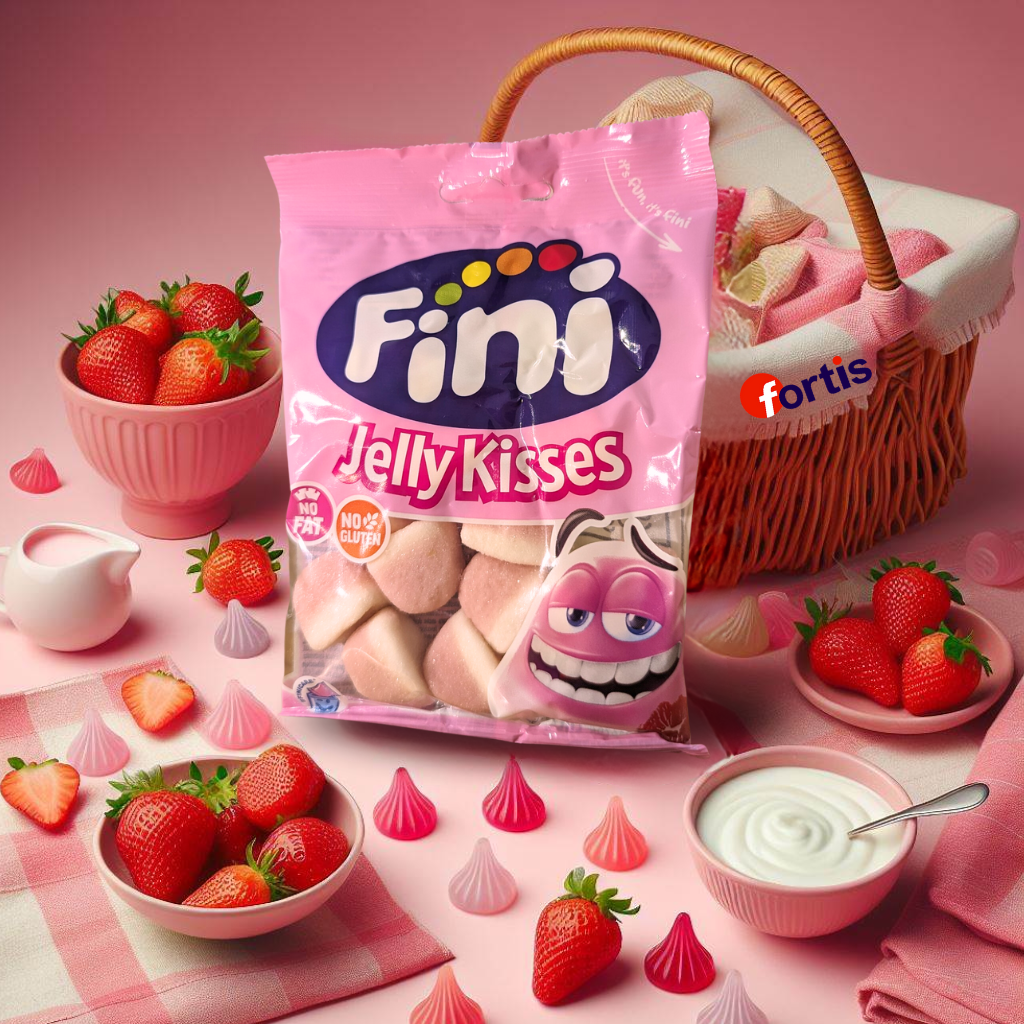 Kẹo dẻo Fini Jelly Kisses 90g Vị Dâu Kem