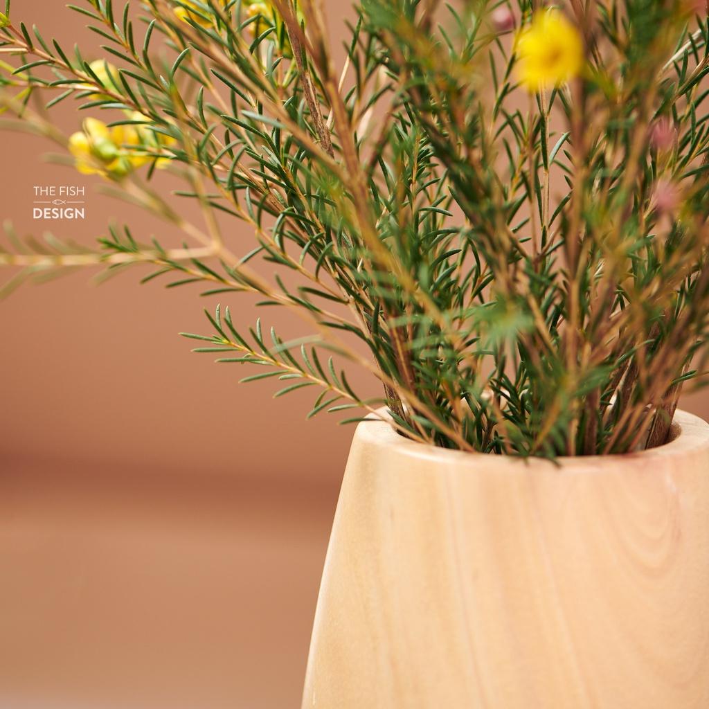 Bình hoa gỗ con thoi | THE FISH DESIGN size LS (Căm hoa tưoi , hoa khô , trang trí phòng khách , bàn làm việc ... )