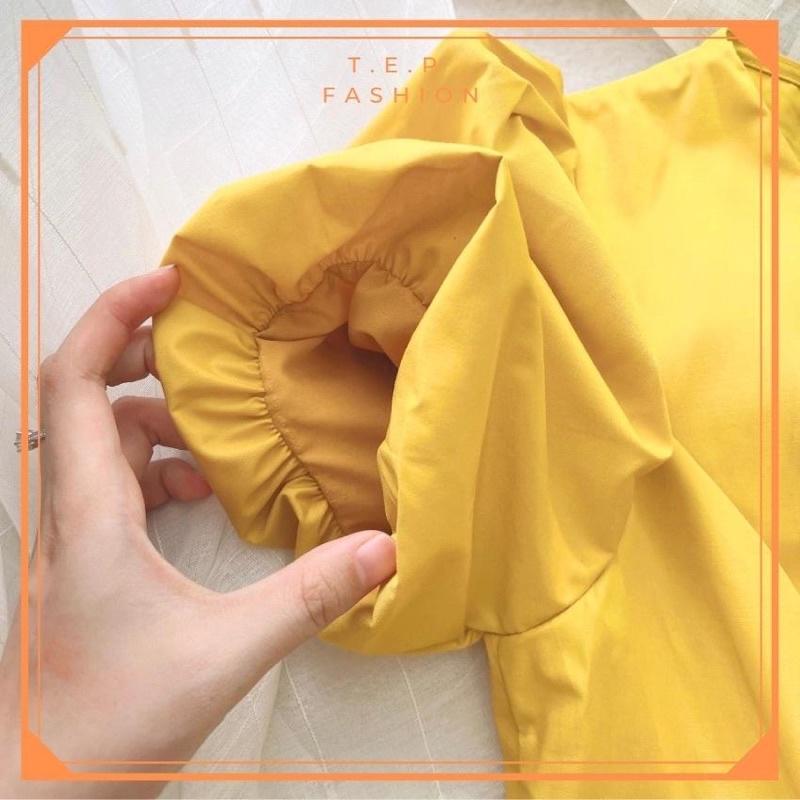 Đầm Vàng Cổ V Tay Bồng Sang Chảnh Tep Fashion - VA006