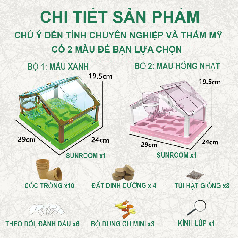 Đồ chơi nhà kính trồng cây dành cho trẻ em, bộ đồ chơi trí tuệ thông minh dành cho bé trai bé gái